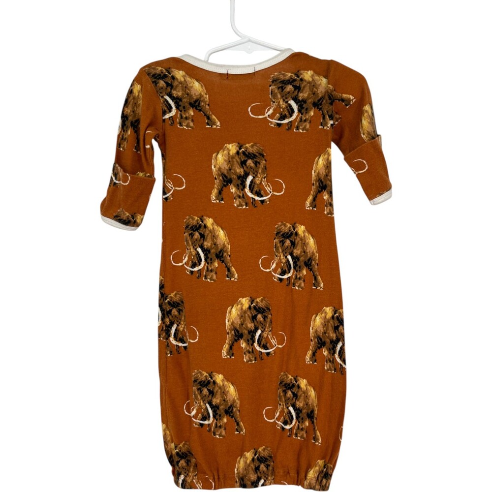 Milkbarn Newborn Gown & Hat Set Woolly Mammoth Print Organic Cotton Size 0-3M